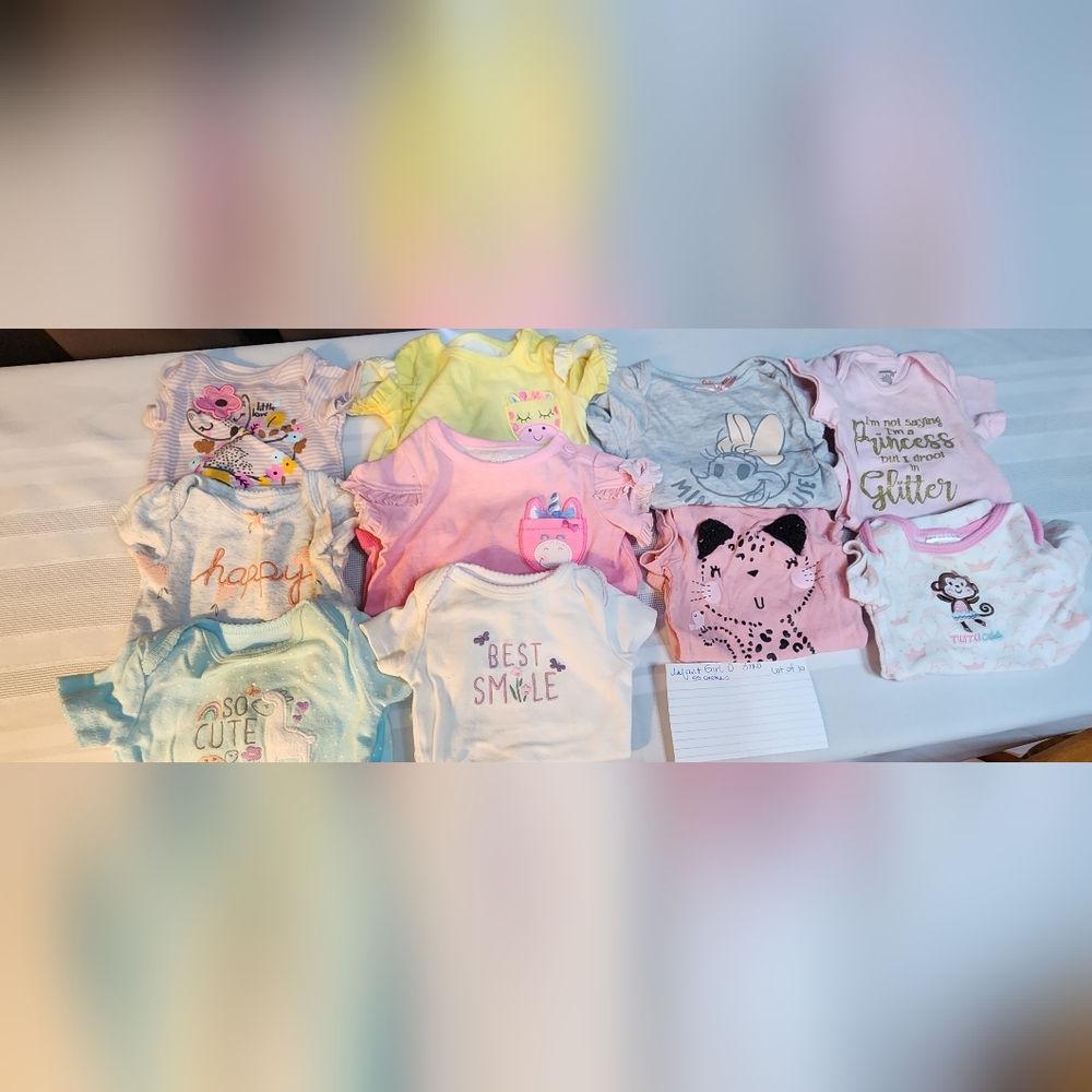 Infant Girl Onesies Lot of 10 size 0-3 mo.
